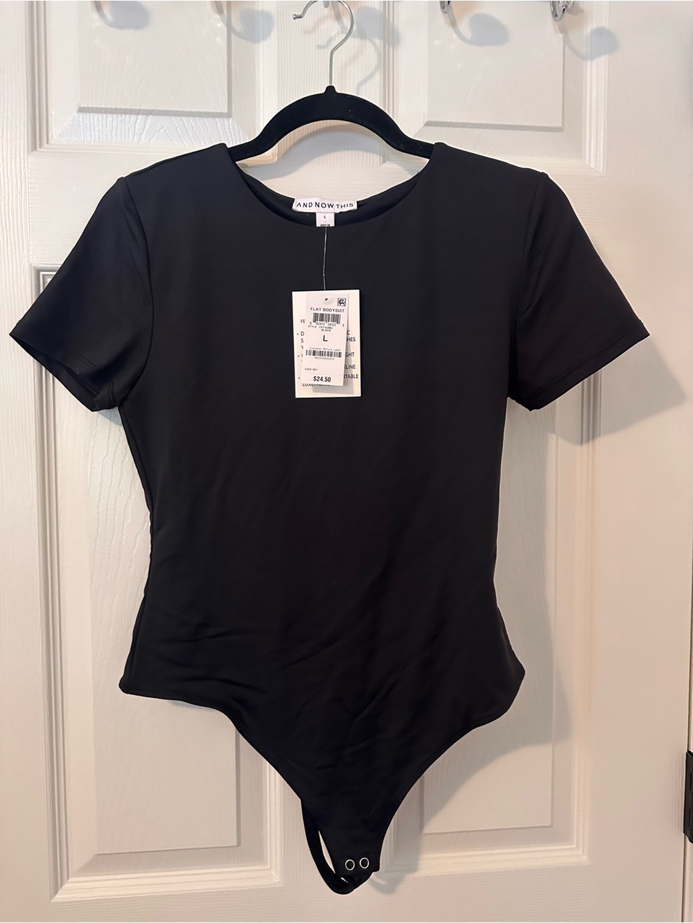 And Now This Black Short Sleeve Crew Bodysuit